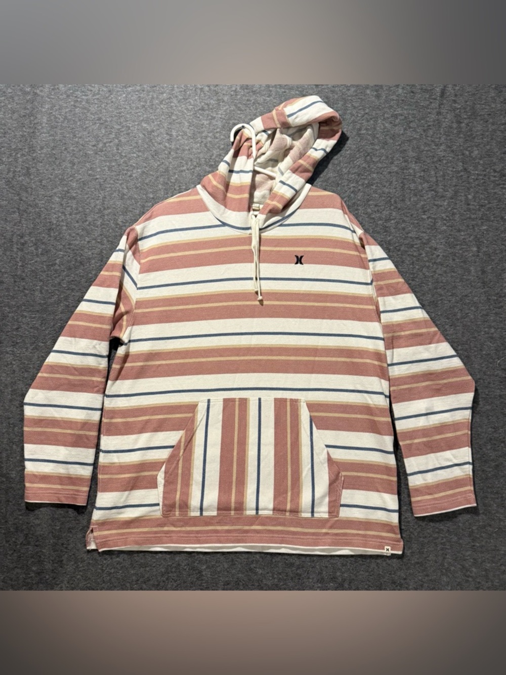 Hurley OG Hooded Poncho Pullover Men XL striped Baja colorful soft aztec western
